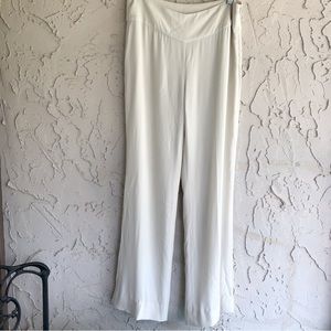 Eileen Fisher Silk Pants Wide Leg High Rise Bone White